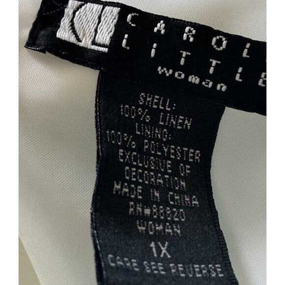 Carole Little Woman Size 1X 100% Linen Blouse Lined Embroidery Boho Classic - Picture 12 of 15